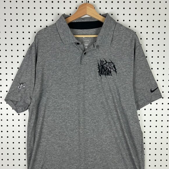 Nike 1 Cent Memphis Tigers Polo Shirt Large Gray Dri Fit Sideline Coach Hardaway - Picture 2 of 6